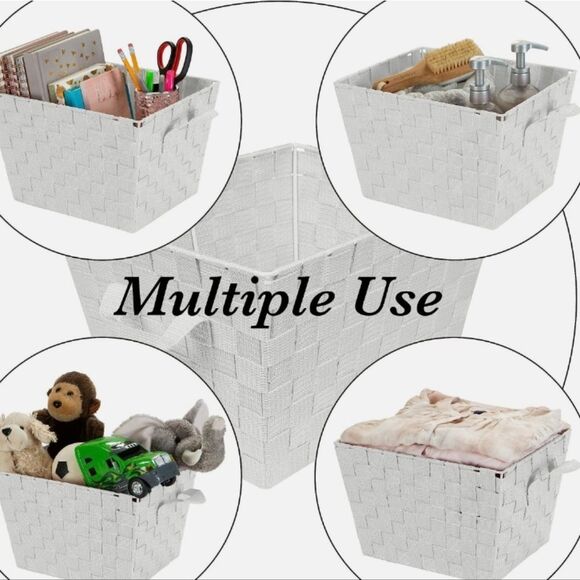 Simplify Woven Basket w/Handles- White - Picture 6 of 8